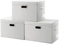 PRANDOM Large Collapsible Storage Bins with Lids [3-Pack] Fabric Foldable Storage Boxes Organizer Containers Baskets Cube with Cover for Home Bedroom Closet Office Beige(17.3x11.8x11.8) by Prandom