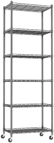 REGILLER 6 Wire Shelving Steel Storage Rack Adjustable Unit Shelves for Laundry Bathroom Kitchen Pantry Closet(Black,11.7" D x 21.4" W x 64.5" H,With Wheels) - Image 7