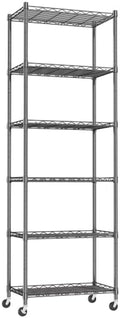 REGILLER 6 Wire Shelving Steel Storage Rack Adjustable Unit Shelves for Laundry Bathroom Kitchen Pantry Closet(Black,11.7" D x 21.4" W x 64.5" H,With Wheels) by REGILLER