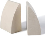 Koville Marble Bookends for Shelves, Large Bookends for Heavy Books, Natural Stone Book Stopper for Books CD Movies, Aesthetic Decorative Book Ends (Sail-Beige) by Koville