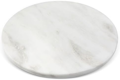 Koville 16'' Marble Lazy Susan for Kitchen Counter, White Marble Turntable for Dinning, Lazy Susans Organizer for Cabinet, Serving Rotation Spinning Tabletop Organizer Swiveling, Spice Rack Storage by Koville