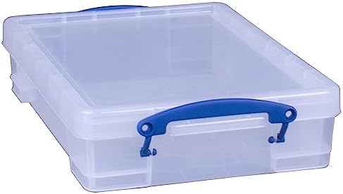 Really Useful Box 4 Liter Plastic Stackable Storage Container w/Snap Lid & Built-In Clip Lock Handles for Home & Office Organization, Clear (2 Pack) - Image 2