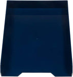 JAM PAPER Stackable Paper Trays - Navy Blue - Desktop Document, Letter, & File Organizer Tray - 2/Pack - Image 2