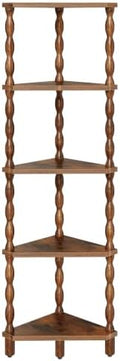 HOOBRO Corner Shelf, 5-Tier Wooden Corner Bookshelf for Small Space, Stylish Corner Storage Display Shelves for Living Room, Kitchen, Office Rustic Brown FG195CJ01 by HOOBRO