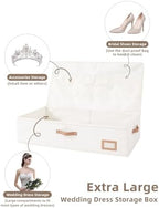 Wedding Dress Storage Box, Large Wedding Dress Preservation Box with 5 Cedar Wood Blocks, 30 Sheets of Acid-Free Tissue Paper, Microfiber Gloves, and Dust-Proof Bag-Beige Color - Image 6