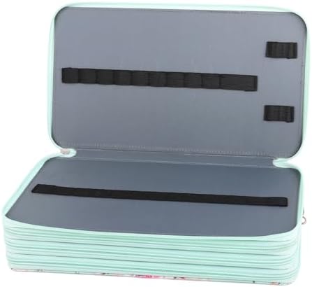 Vomgomfom 300 Slots Marker Case 4-Layer PU Leather, Handle, Grenn Rose - Image 5
