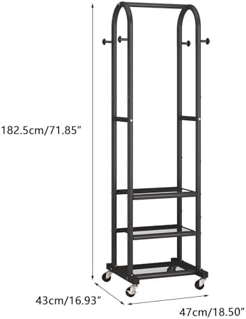 Dttwacoyh Clothing Rack with Wheels,Narrow Metal Garment Rack,Black - Image 2