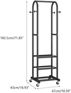 Dttwacoyh Clothing Rack with Wheels,Narrow Metal Garment Rack,Black - Image 2