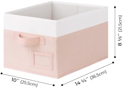 GRANNY SAYS Closet Shelf Baskets with Label, Pink&Ivory, Large, 3-Pack - Image 6