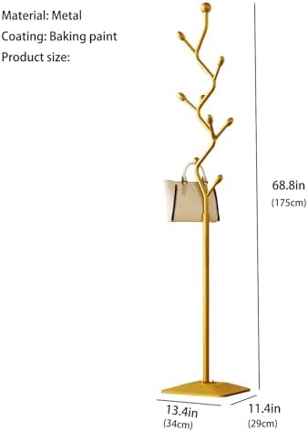 Tree-shaped coat rack stand,Metal coat tree with 8 Hooks and sturdy cast iron base,Heavy Duty coat rack freestanding coat hanger stand for Clothes Hats Scarfs Purses (gold) - Image 2
