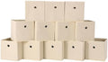 Foldable Storage Cubes Bins ,11 Inch Cloth Storage Cube Fabric Storage Box Cubes Organizer Baskets with Dual Handles for Home Organizer Set of 12 (Creamy-White) by NieEnjoy