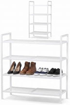 Expandable Shoe Rack for Closet, Entryway, Shoe Storage, 4-Tier, White by Unknown