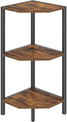 Creso hom Corner Shelf, 3-Tier Industrial Corner Bookshelf with Metal Frame by Cresohom