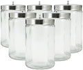 SurgiMac Glass Sundry Jar with Lid, 4.25 x 7 inch, Clear Storage Container, Compact & Durable, for Cotton Balls & Supplies | 6 Count by SurgiMac
