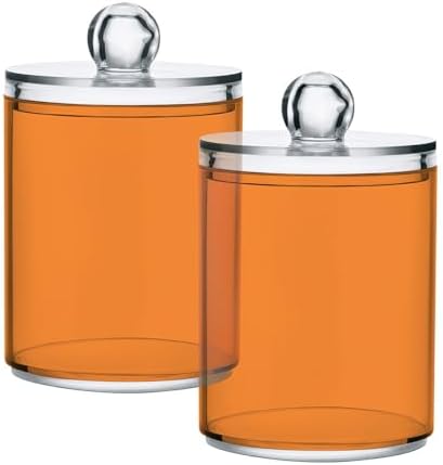 4 Pack Qtip Holder Dispenser with Lids,Orange Storage Containers,Bathroom Canisters Organizer for Cotton Ball,Cotton Swab,Cotton Round Pads,Floss 21214718 - Image 7