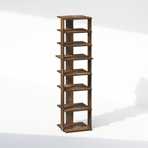 Furinno Turn-N-Tube Corner Shelf, 8-Tier Display Rack, Vertical Corner Storage Rack, Space Saving Organization and Storage, Entryway, Living Room, Closet, Amber Pine - Image 6