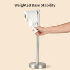 YUMORE Toilet Paper Holder Stand, Heavy Duty Stainless Steel Free Standing Bathroom Tissue Roll Holder, Brushed Nickel - Image 3