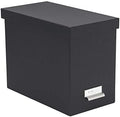 Bigso John Fiberboard Label Frame Desktop File Storage Box - Document Organizer for Important Paperwork - Durable Hanging File Box with a Lid & Metal Label Window - 7.36 x 13.38 x 10.51 in - Dark Grey by Bigso