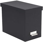 Bigso John Fiberboard Label Frame Desktop File Storage Box - Document Organizer for Important Paperwork - Durable Hanging File Box with a Lid & Metal Label Window - 7.36 x 13.38 x 10.51 in - Dark Grey by Bigso