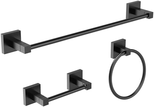 RUACQ Bathroom Accessories, 3-Piece Bathroom Hardware Set, Matte Black by Ruacq