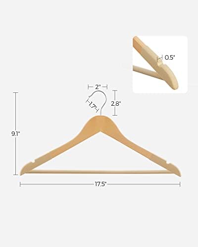 SONGMICS Wooden Hangers, 20-Pack Wood Hangers with Velvet Surface - Image 5