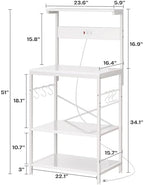 SUPERJARE Kitchen Bakers Rack with Power Outlet, Coffee Bar Table 4 Tiers, Kitchen Microwave Stand with 6 S-Shaped Hooks, Storage Shelf Rack for Spices, Pots and Pans - White - Image 7