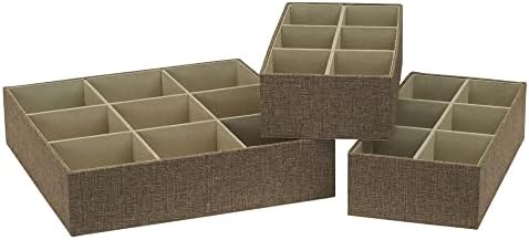 Household Essentials 3‑Piece Drawer Organizer Starter Set in Customizable Inserts of Large and Small Trays, Beige by HouseholdEssentials