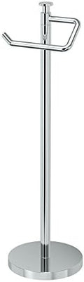Gatco 1435C Freestanding Toilet Paper Holder, 23.68” H, Chrome | Toilet Tissue Roll Holder Stand With Weighted and Padded Base For Bathroom by Gatco