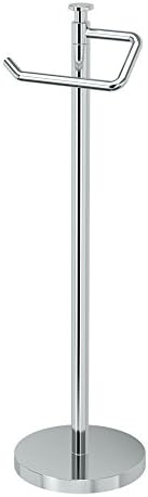 Gatco 1435C Freestanding Toilet Paper Holder, 23.68” H, Chrome | Toilet Tissue Roll Holder Stand With Weighted and Padded Base For Bathroom by Gatco