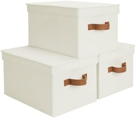 StorageWorks Closet Storage Bins, Fabric Storage Bins with Lids by StorageWorks