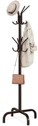 SONGMICS Coat Rack Freestanding, Steel Stand with 16 Hooks and 4 Legs by SONGMICSbySONGMICSHOME