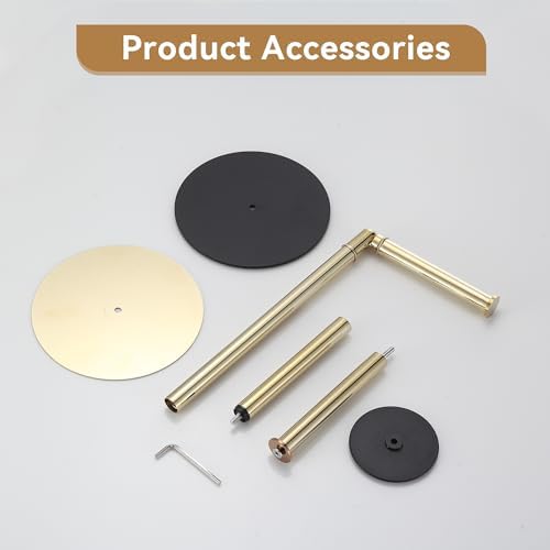 BGL Freestanding Toilet Paper Holder, Tissue Holder On Floor with Reserve Storage Paper Rolls, Roll Paper Holder Standing On Floor (Polished Gold) - Image 4