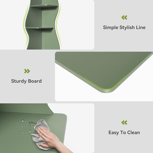LITTLE TREE Small Corner Shelf, Modern 5-Tier Wall Corner Bookshelf, Stylish Bookcase Storage Rack for Small Space, Living Room, Bedroom, Green, 2 Pack - Image 6