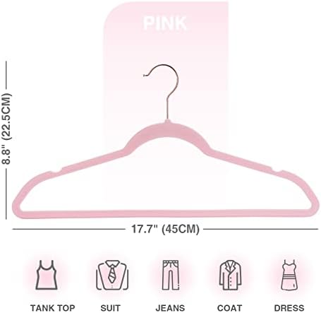 Velvet Hangers 50 Pack,Pink Felt Hangers,Durable Non Slip Hangers - Image 7