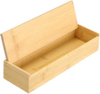 Cabilock Wooden Cutlery Box with Lid, Kitchen Chopsticks Box Utensils Drawer Organizer Bamboo Storage Case Countertop Silverware Container for Tableware by cabilock