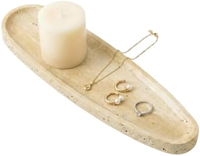 Natural Marble Travertine Vanity Tray, 16.6"x4.6", Beige by Pracfit