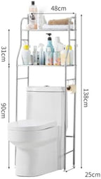 2-Tier Over The Toilet Rack,Bathroom Organizer Shelf,Freestanding Space Saver for Restroom,Laundry,Balcony,Stainless Steel Bathroom Shelf Above Toilet,Sturdy,Waterproof - Image 2