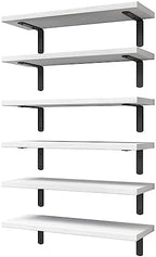 WOPITUES Floating Shelves Set of 6 for Wall Decor & Storage, White by WOPITUESOfficial