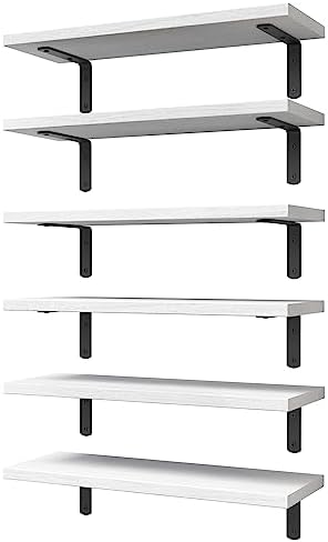 WOPITUES Floating Shelves Set of 6 for Wall Decor & Storage, White by WOPITUESOfficial