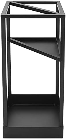 MyGift 20 Inch Tall Black Metal Geometric Umbrella Stand with Drip Tray - Image 6