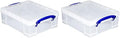 Really Useful Box 2 Pack Storage Bins, Clear Plastic Stackable Organizing Totes, 8.1 Liter by ReallyUsefulBox