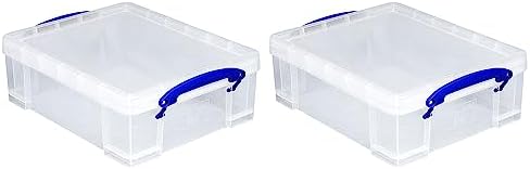 Really Useful Box 2 Pack Storage Bins, Clear Plastic Stackable Organizing Totes, 8.1 Liter by ReallyUsefulBox