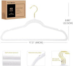 ManGotree Velvet Coat Hangers with 360° Swivel Gold Hook 48 Pack White - Image 3