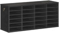 HOOBRO Literature Organizers, 24 Compartments Office Mailbox with Adjustable Shelves, Wood Countertop Literature Sorter for Office, Home, Classroom, Mailrooms Organization Black BK64WF01 by HOOBRO