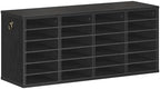 HOOBRO Literature Organizers, 24 Compartments Office Mailbox with Adjustable Shelves, Wood Countertop Literature Sorter for Office, Home, Classroom, Mailrooms Organization Black BK64WF01 by HOOBRO