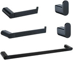5-Pieces Matte Black Bathroom Accessories Set, Stainless Steel Bathroom Hardware Set, 23.6 Inch Bath Towel Bar Set, Towel Hooks,Towel Racks for Bathroom Wall Mounted,SE96026S-5MB by SEABEFORE