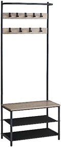 VASAGLE Hall Tree with Bench and Shoe Storage, 9 Movable Hooks, Top Bar by VASAGLEbySONGMICSHOME