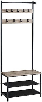 VASAGLE Hall Tree with Bench and Shoe Storage, 9 Movable Hooks, Top Bar by VASAGLEbySONGMICSHOME