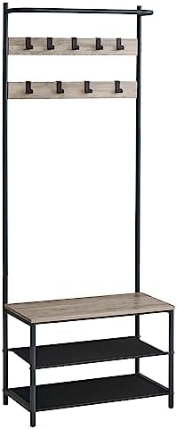 VASAGLE Hall Tree with Bench and Shoe Storage, 9 Movable Hooks, Top Bar by VASAGLEbySONGMICSHOME