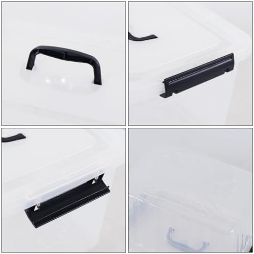 Farmoon 12 Quart Clear Storage Bin, Plastic Latching Box with Handle 4 Pack - Image 2